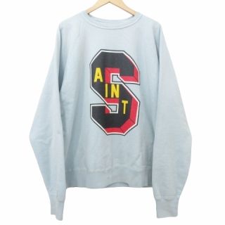 セントマイケル SAINTMICHAEL 22AW DT_SWT SHIRT ST トレーナー トップス ロゴプリント SM-A22-0000-089 XLサイズ 青 ブルー