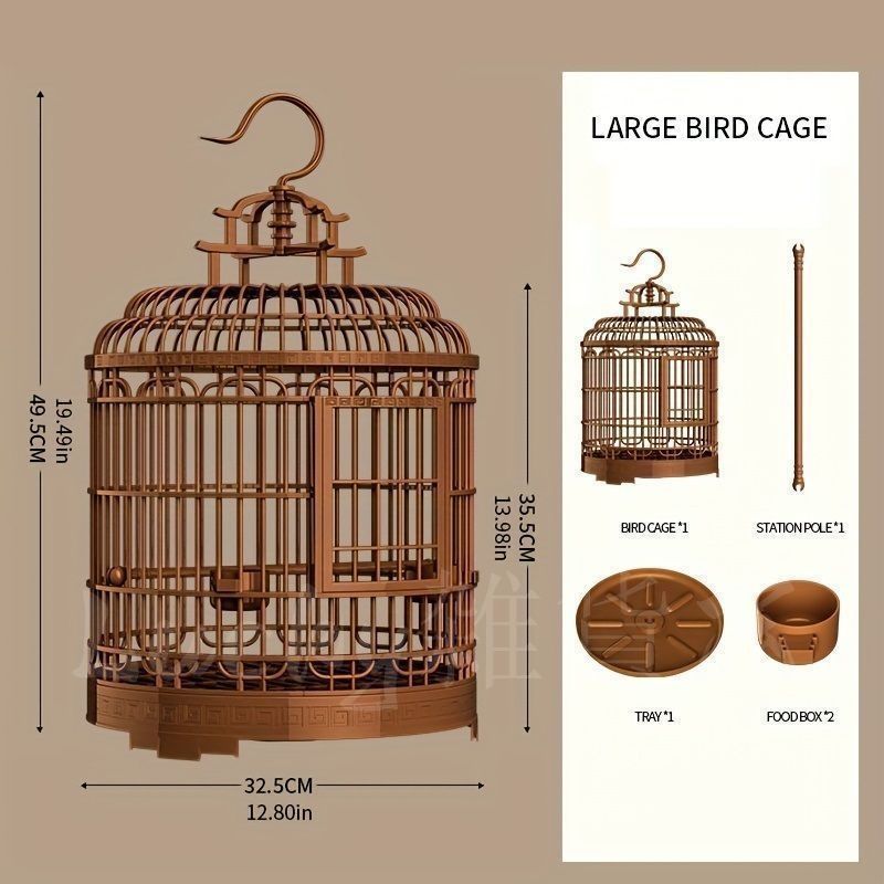 手作り鳥籠 竹籠 ② 推薦鳥かご 竹製 高級宮庭式 手作り 彫刻 丸竹鳥籠