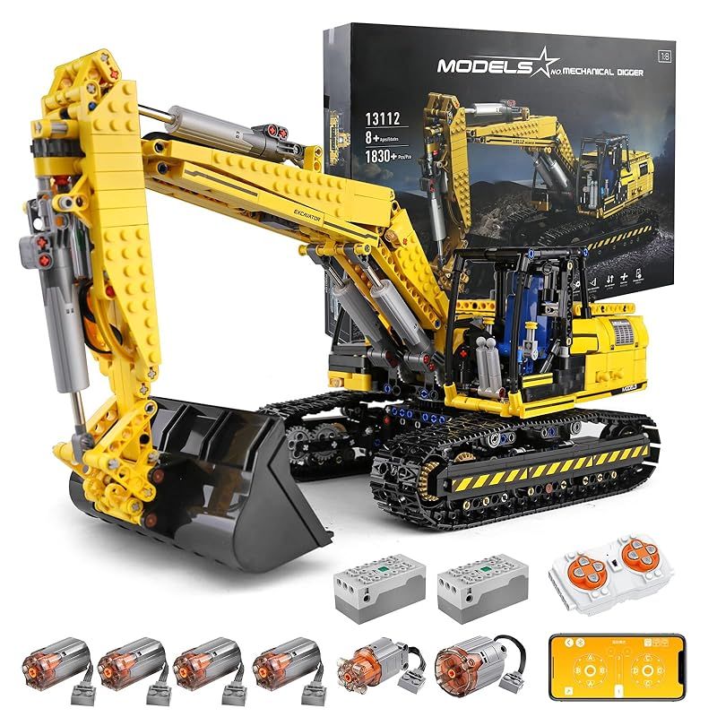 Mould King STEM Technology 1 20 Scale RC掘削ブロックセット 1830件の遠隔制御|APP制御充電 掘削車ブロックセット 子供と大人に適用