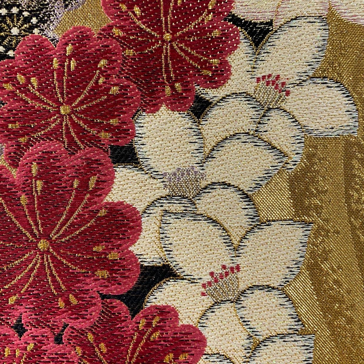 袋帯 秀品 桜 梅 金糸 箔 金色 六通 正絹