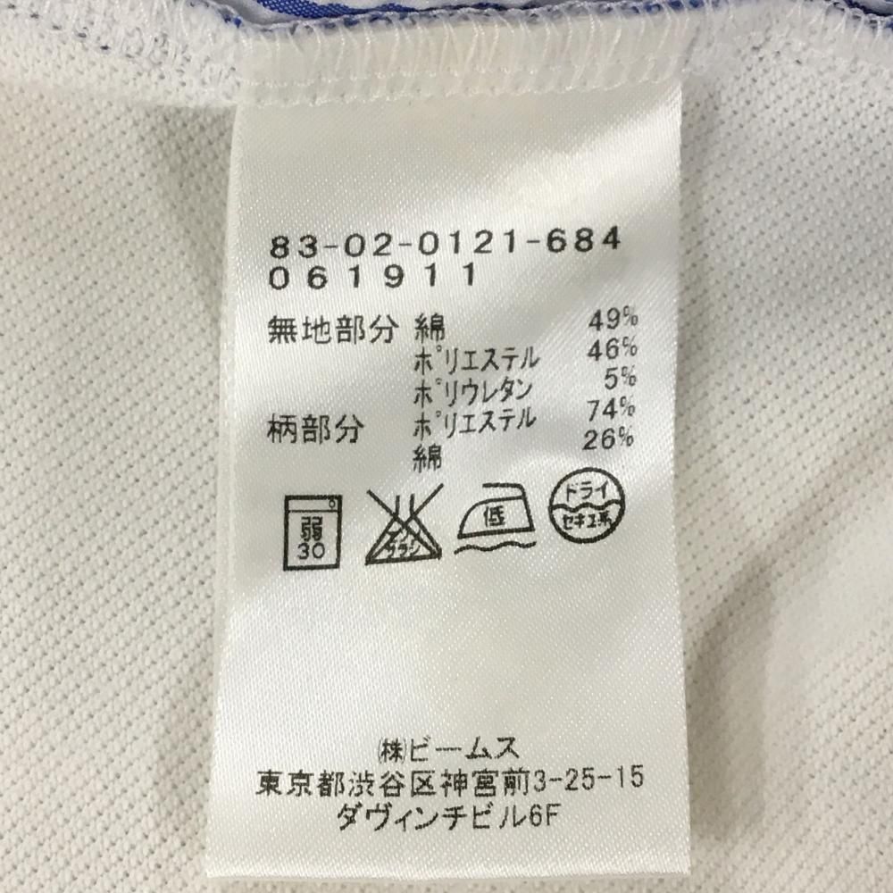 BEAMSGOLF - 【美品】ビームスゴルフ 半袖ポロシャツ 白×ブルー 背面ストライプ サッカー生地 レディース S ゴルフウェア BEAMS GOLF 美品】ビームスゴルフ 半袖ポロシャツ 白×ブルー 背面ストライプ