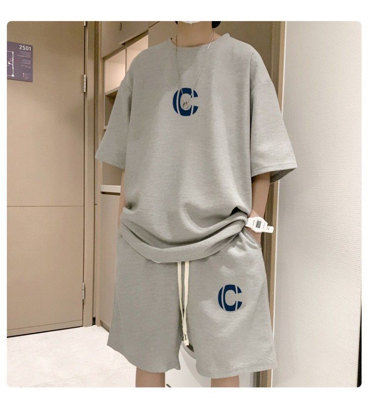 上下セット Tシャツ メンズ 半袖 ワッフル ハーフパンツ