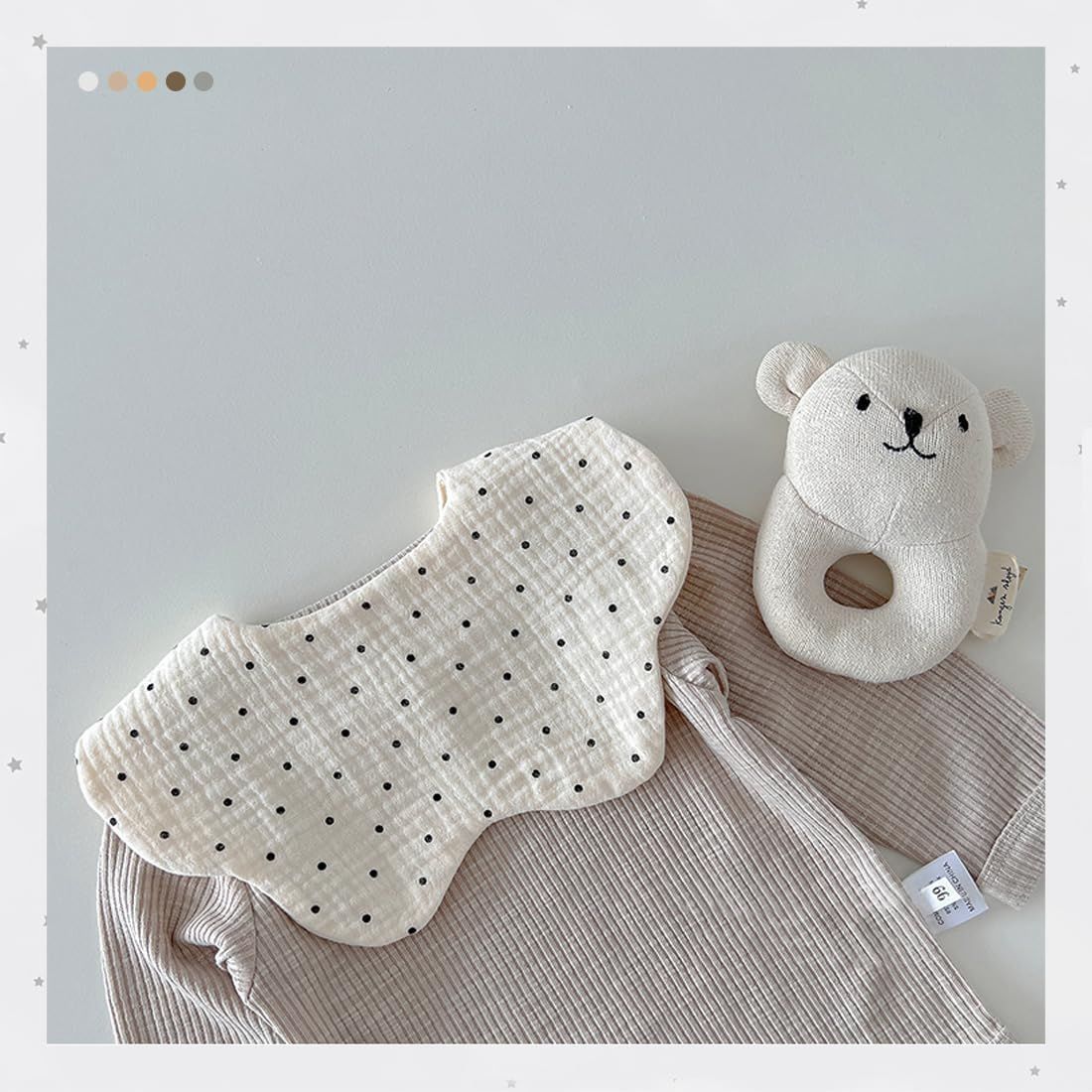 赤ちゃん お食事スタイ 1歳 ガーゼ地 2歳 3歳 花びら 柔らかい セット 綿 コットン 女の子 吸水性 男の子 通気性 離乳食 ベビー 幼児 スタイ 保育園 よだれかけ 入園準備 新生児 GoUseGo 出産祝い