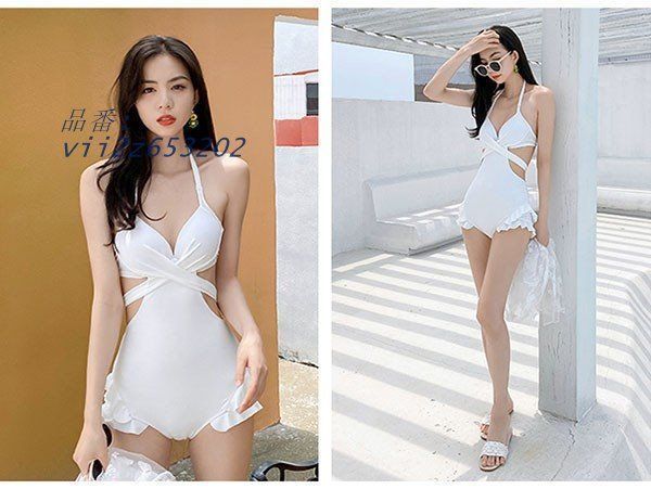 2点セット ハイレグ レオタード水着 レディース 韓国 カットアウト ホルターネック 水着 ガール クロスデザイン 体型カバー 痩せ見え vii 2 z 653202 エプロン キッズファッション小物