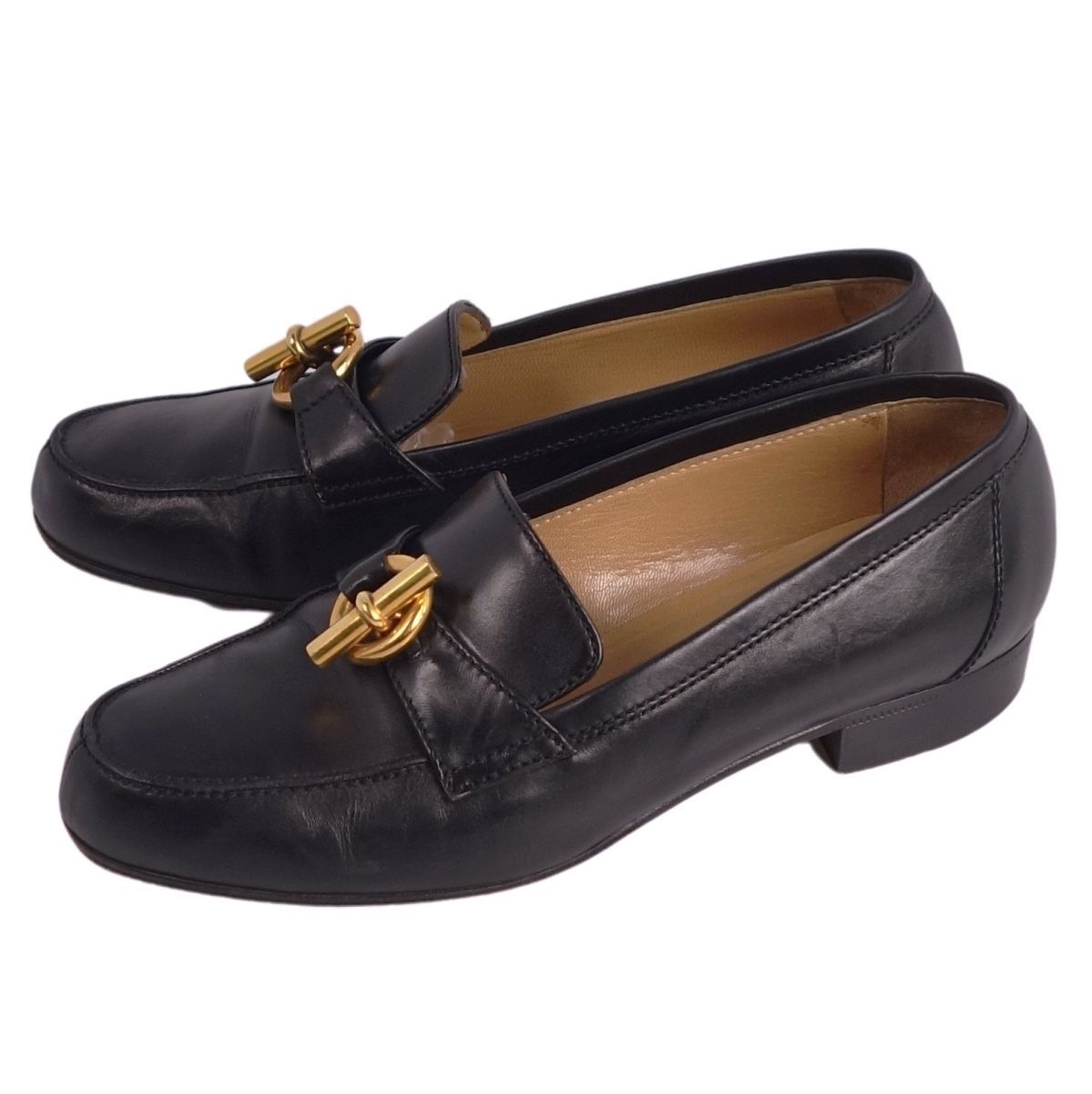 美品 エルメス HERMES ローファー モカシン シェーヌダンクル金具