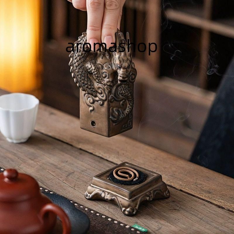 手提竜香炉 銅器 香炉 茶道具 香道具 工芸品 美術品 置物 焼物 龍印香炉 茶道香薫炉 盤香炉 茶道具 香道具 装飾品 工芸品