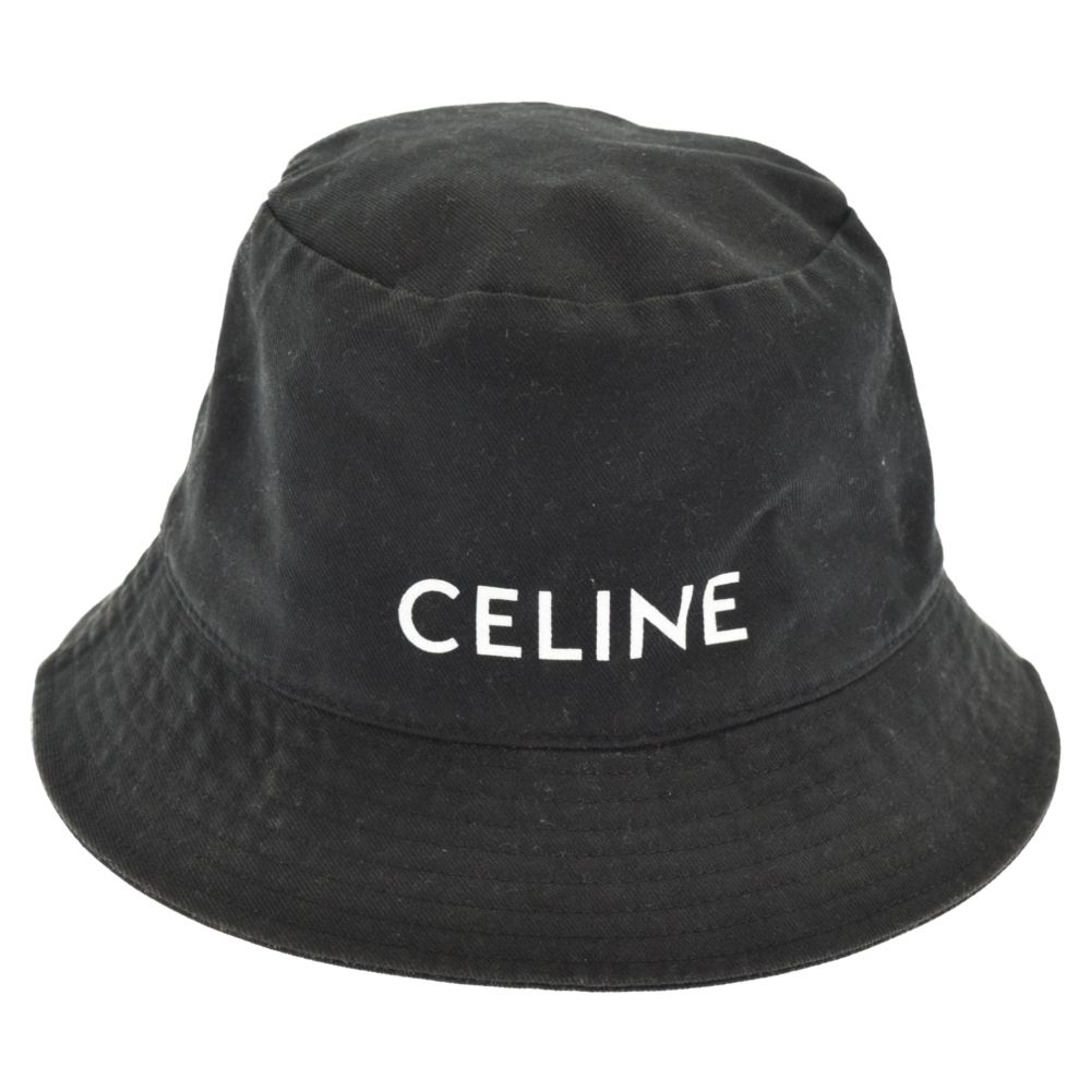 CELINE ハット 美品 CELINE (セリーヌ) 22SS Hedi Slimane LOGO BUCKET HAT ロゴ