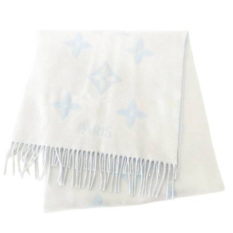 ルイヴィトン LOUIS VUITTON M90896 レイキャビック グラディエント マフラー イタリア製 白 ホワイト