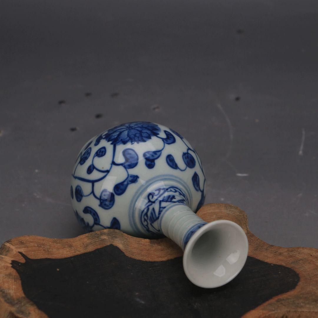 花纏枝蓮蒜頭瓶 磁器 装飾 陶磁器 現代工芸品 美術品 装飾品