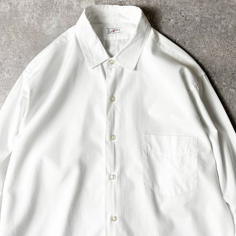 60s FRANK STOLLERY エジプト コットン 長袖 ドレス シャツ 60年代 ビンテージ 白 ホワイト 無地 ダブルカフス ワイシャツ