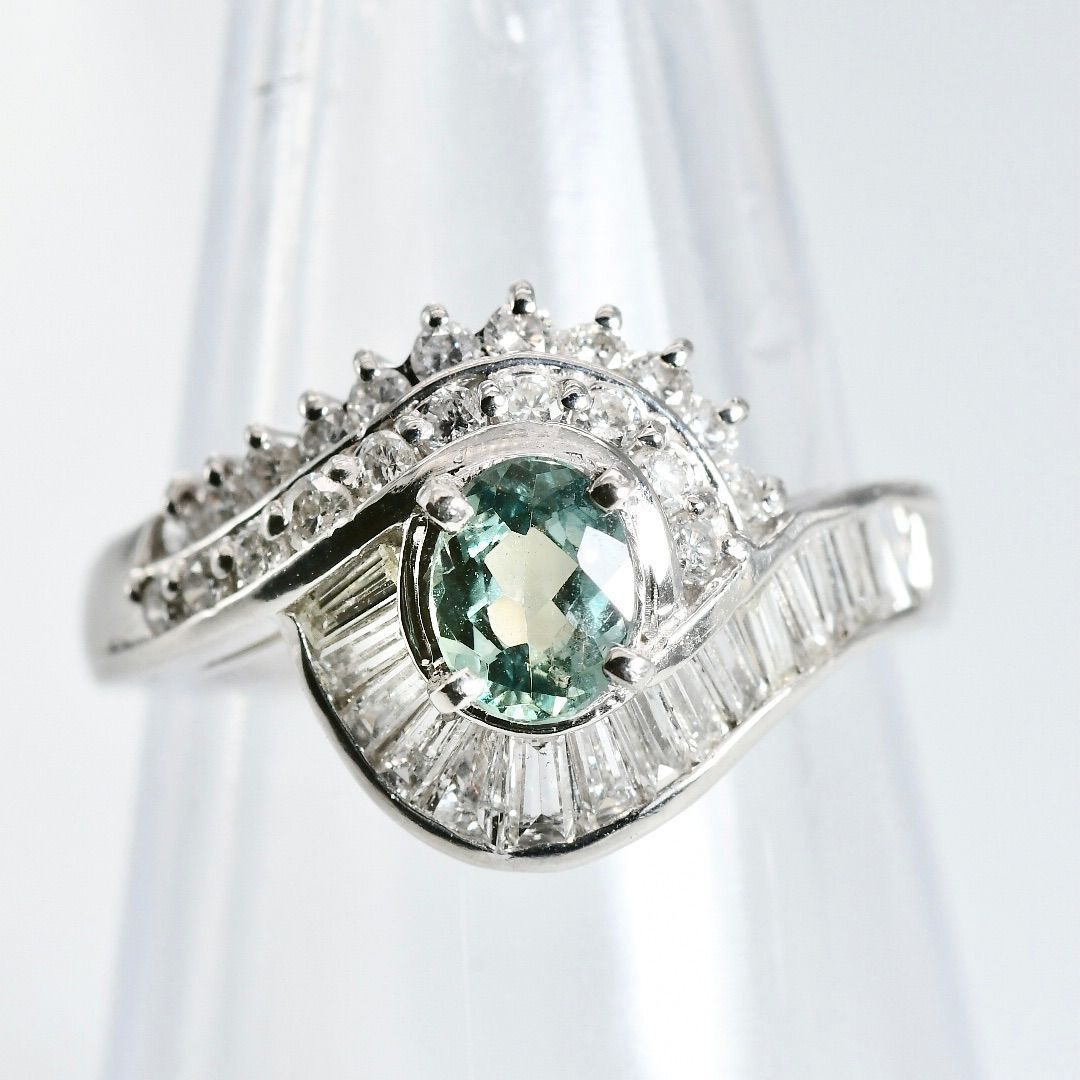 アレキサンドライト 0.41ct ダイヤモンド 0.62ct リング 11号