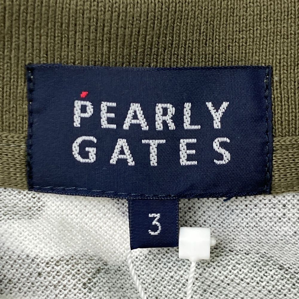 PEARLY GATES パーリーゲイツ 半袖ポロシャツ ビッグワッペン カーキ系 1 [240001169713] ゴルフウェア レディース サイズ：3 PEARLY GATES パーリーゲイツ 半袖ポロシャツ
