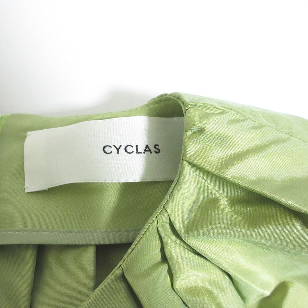 美品 CYCLAS シクラス シルク100% 半袖 ギャザーブラウス 34 グリーン レディース 古着 中古 美品 CYCLAS シクラス シルク100% 半袖 ギャザーブラウス 34