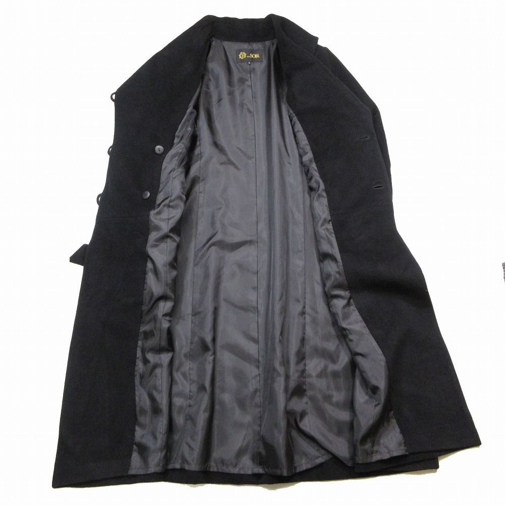 新品 東京ソワール Tokyo Soir アンゴラ混 カラーコート ブラック L