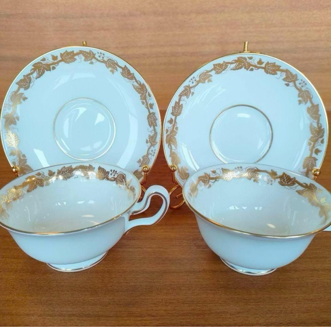 【美品】 ウェッジウッド ホワイトホール パウダー ホワイトゴールド ２客セット 美品】 ウェッジウッド ホワイトホール パウダー ホワイトゴールド 2