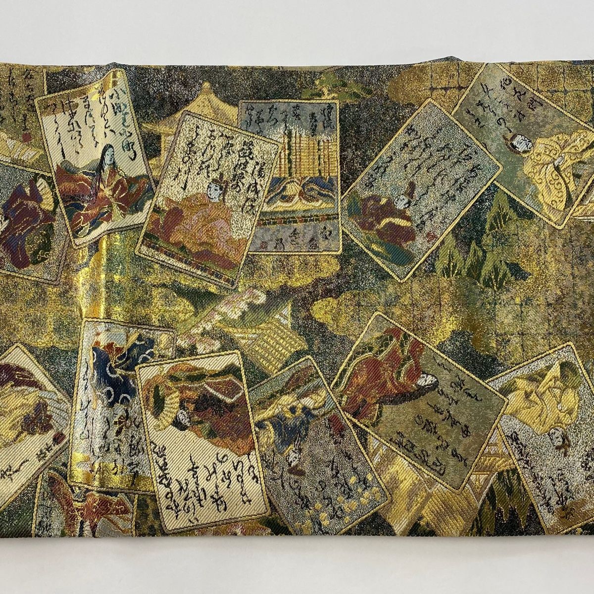 丸帯 美品 逸品 平安雅祭礼図 風景 人物 金糸 箔 鎮める 銀色 全通 