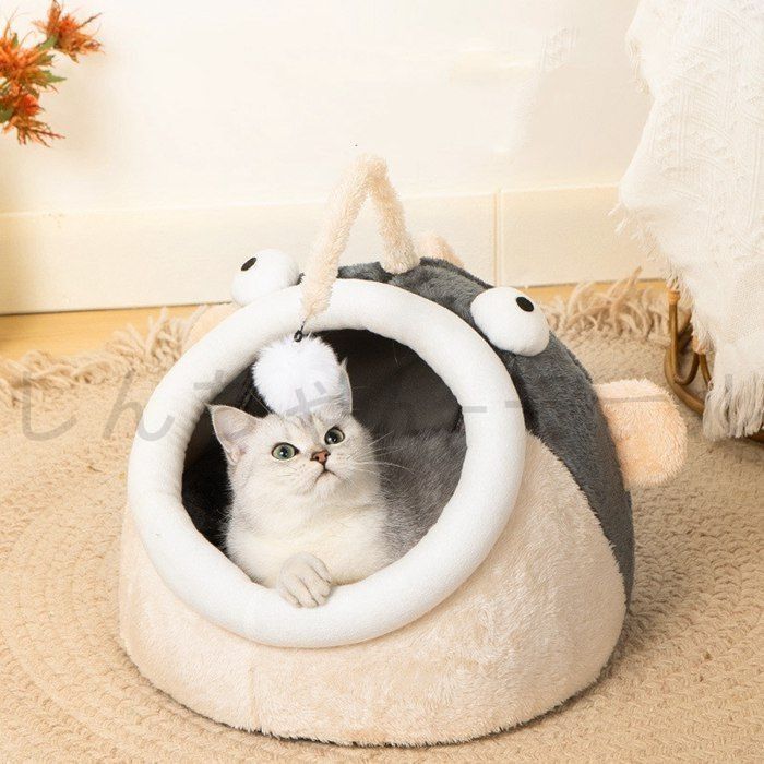 ねこページ 新品 ペットベッド 猫 犬 冬 防寒 暖かい ふわふわドームベッド 犬