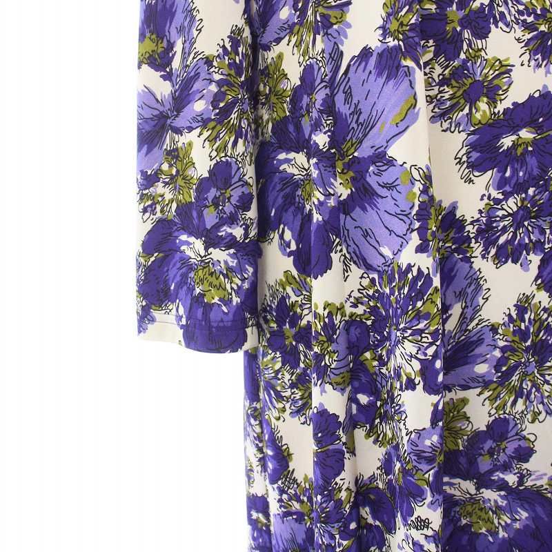 レリアン Leilian ワンピース ロング 七分袖 花柄 13 XL 大きい