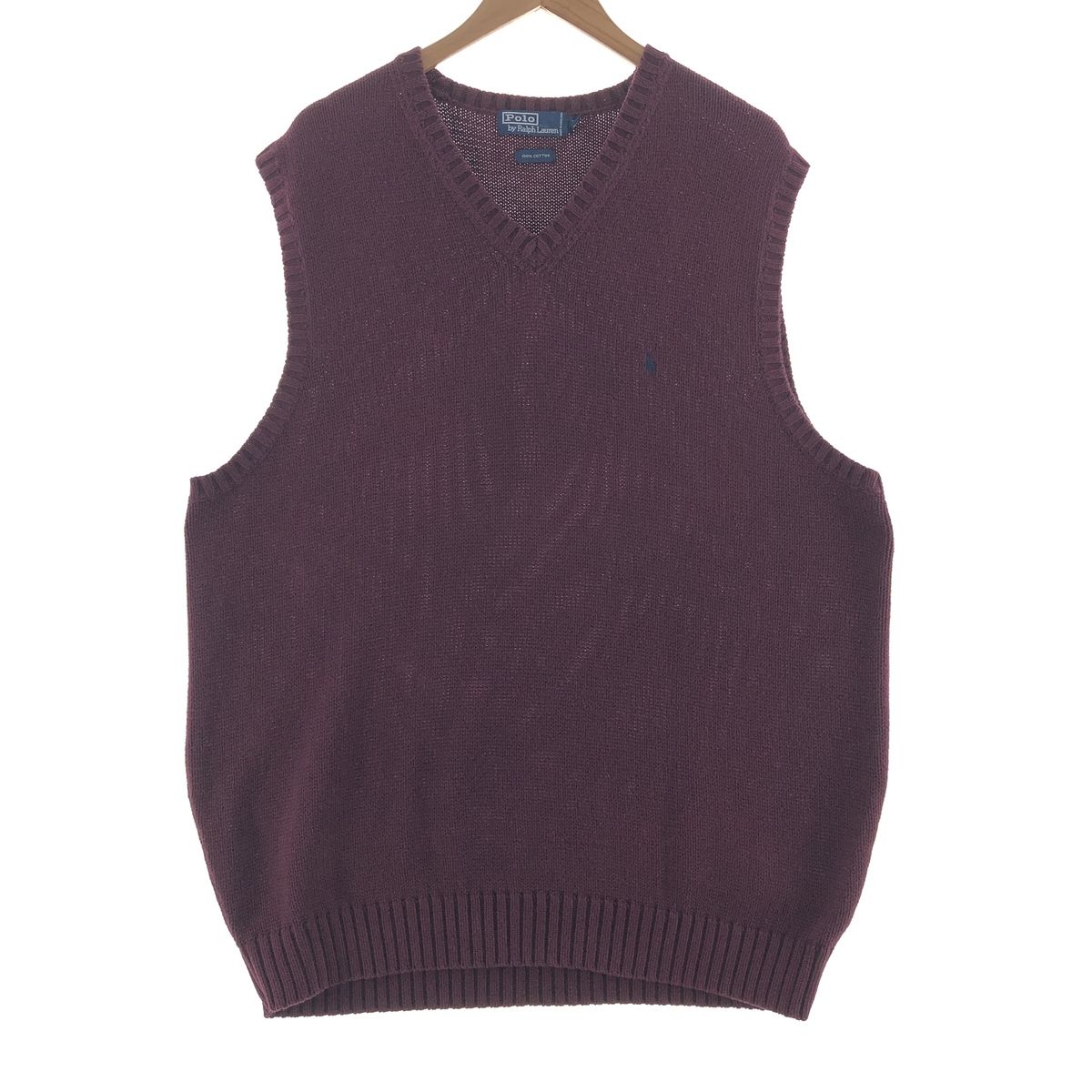 古着 ラルフローレン Ralph Lauren POLO by Ralph Lauren Vネック コットンニットベスト メンズXXL/taa000146
