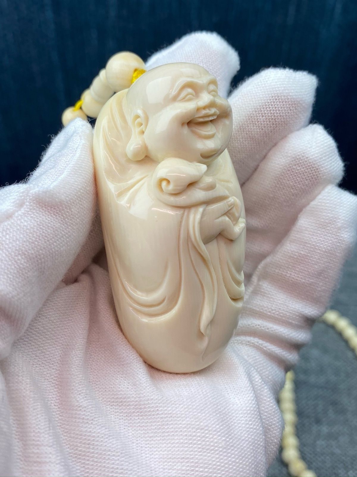 天然マンモス牙美しい手作り彫刻 御龍観音 ペンダント 天然マンモス牙美しい手作り彫刻 御龍観音 ネックレス