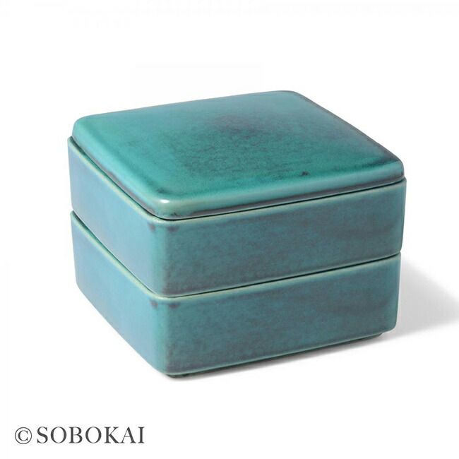 SOBOKAI ソボカイ トルコ青釉 角お重 2段 お正月 おせち お節 おもてなし 陶器 重箱 二段 蓋付き ふた付き お重 保存容器 副菜 常備菜 作り置き 保存 容器 食器 角型 食卓 和モダン おしゃれ 和食 おせち料理 WWW_NOITHATQUANGTHANH_NET
