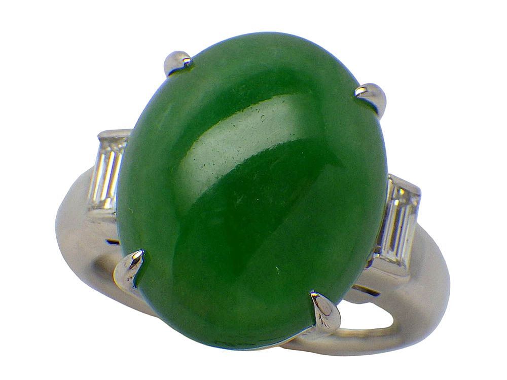 翡翠 ダイヤモンドリング Pt900 13.6g 12号 GRJソーティング付き Jewelry Jade9.64ct Dia0.35ct Ring