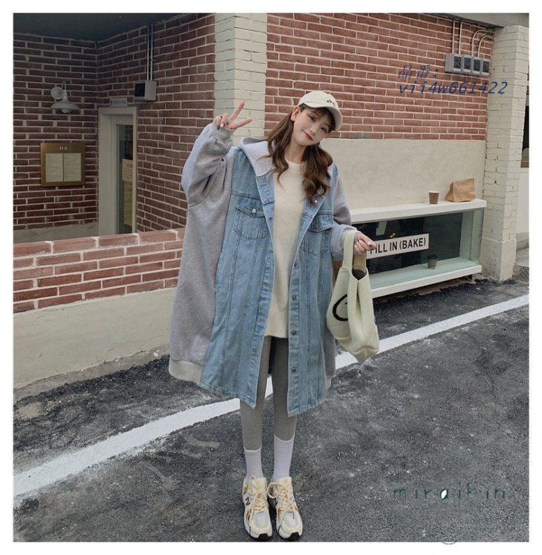 デニム切替アウター レディースファッション アウター スウェット 長袖