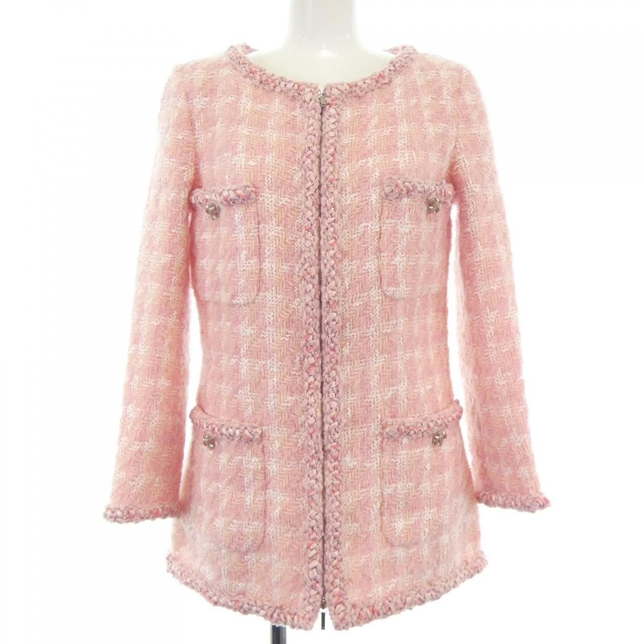 極美品　CHANEL シャネル　パイル地　タオル　ノーカラー　ジャケット 極美品 CHANEL シャネル パイル地 タオル ノーカラー ジャケット