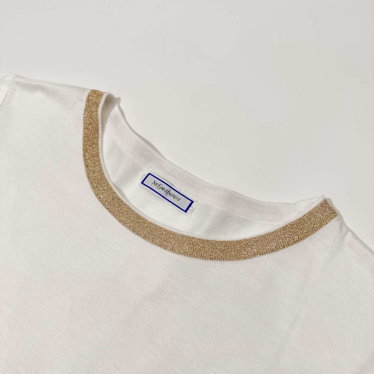 90s 美品 イヴサンローラン YSL ロゴ Tシャツ 半袖 半袖カットソー 90s Yves Saint Laurent イヴサンローラン ラメデザイン 半袖T