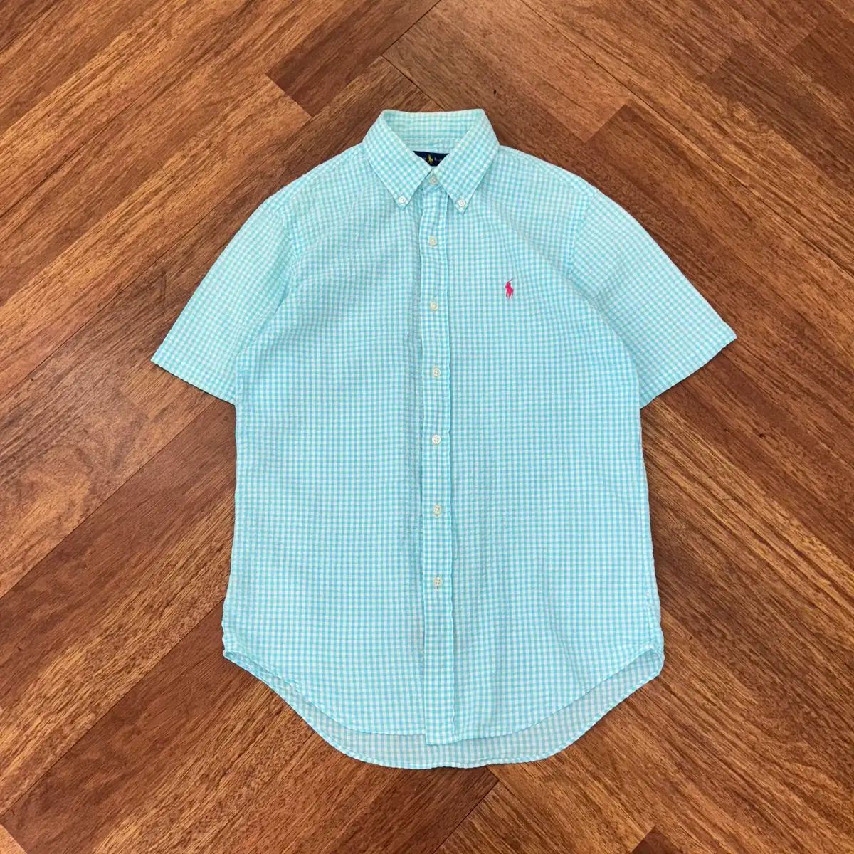 【美品】Ralph Lauren シアサッカー半袖シャツ S S ポロ Ralph Lauren(ラルフローレン) シアサッカー 半袖 シャツ