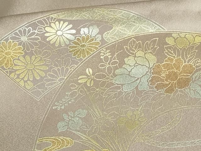 平和屋着物○訪問着 絞り 刺繍 地紙草花文 金銀彩 正絹 逸品