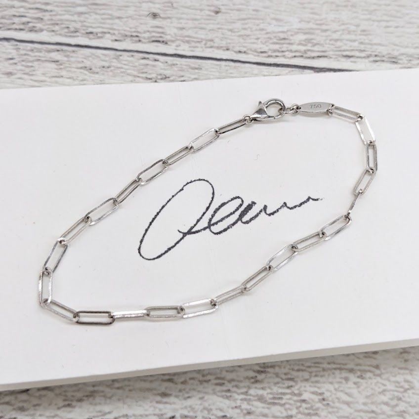 oeau オー レディース K18WG ホワイトゴールド スクエア チェーン ブレスレット 長さ16cm oeau-04-034 square  small chain / bracelet - メルカリ