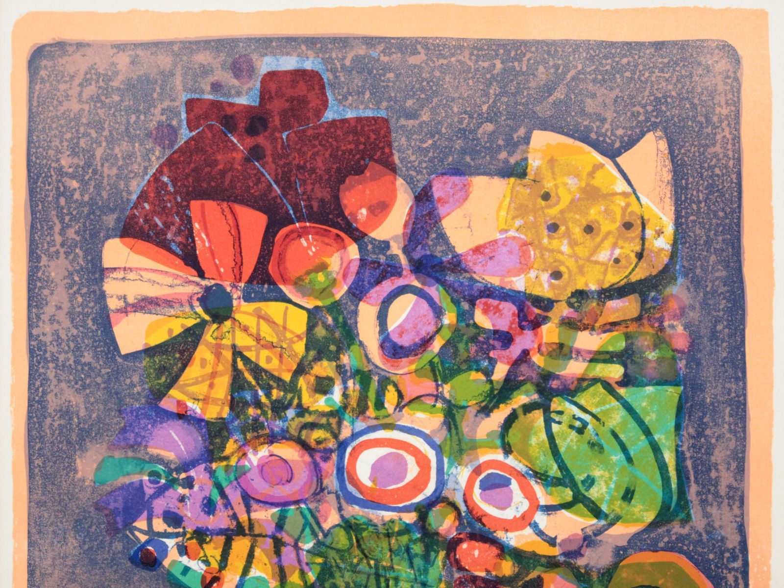 ポール・アイズピリ 「青い背景の花束」 リトグラフ 版画 絵画 ポール・アイズピリ 「青い背景の花束」 リトグラフ 版画 絵画