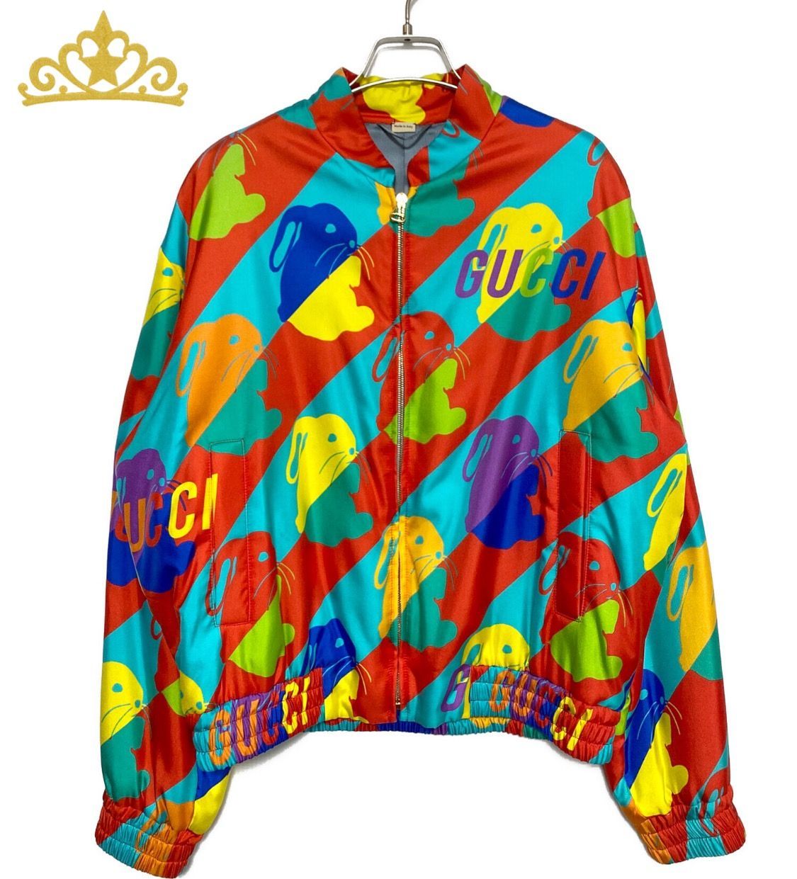 GUCCI カラフルバニー柄 ジャケット GUCCI バニープリント ツイル ジップジャケット マルチカラー