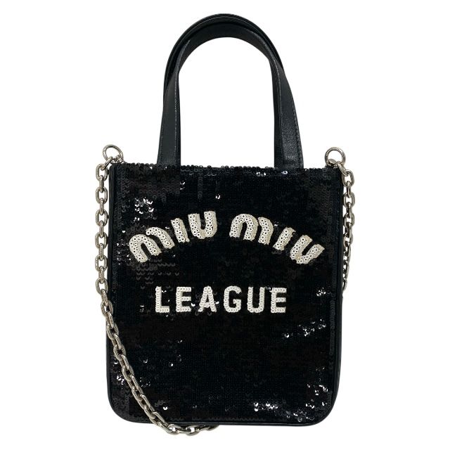 ミュウミュウ スパンコールミニトートバッグ チェーンショルダー