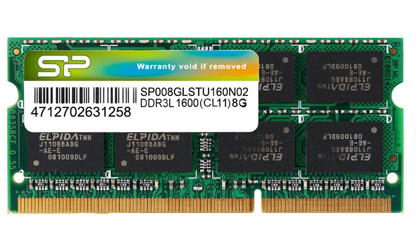【迅速発送】シリコンパワー ノートPC用メモリ 1.35V (低電圧) DDR3L 1600 PC3L-12800 8GB×1枚 204Pin Mac 対応 SP008GLSTU160N02