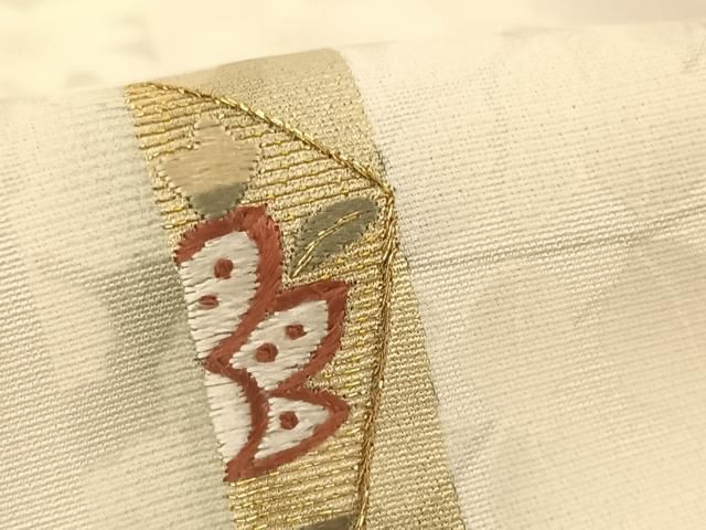 平和屋着物○訪問着 刺繍 花短冊文 牡丹鼠色地 暈し染め 金糸 ゑり善