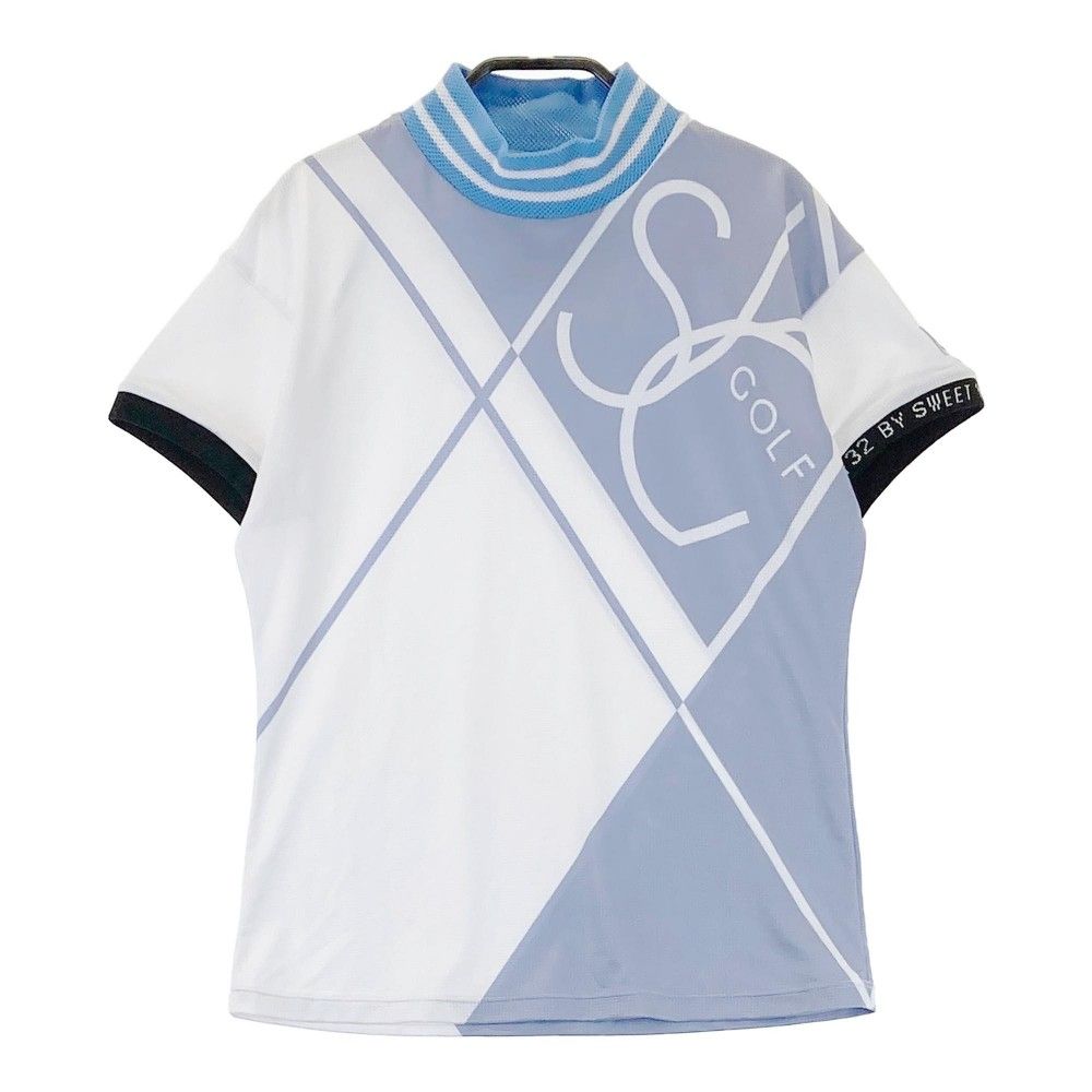 サイズ：M SY32 BY SWEET YEARS GOLF エスワイサーティトゥ  ハイネック 半袖Tシャツ 総柄 ブルー系 [240101455516] ゴルフウェア レディース ストスト サイズ：M SY32 BY SWEET YEARS GOLF エスワイサーティトゥ