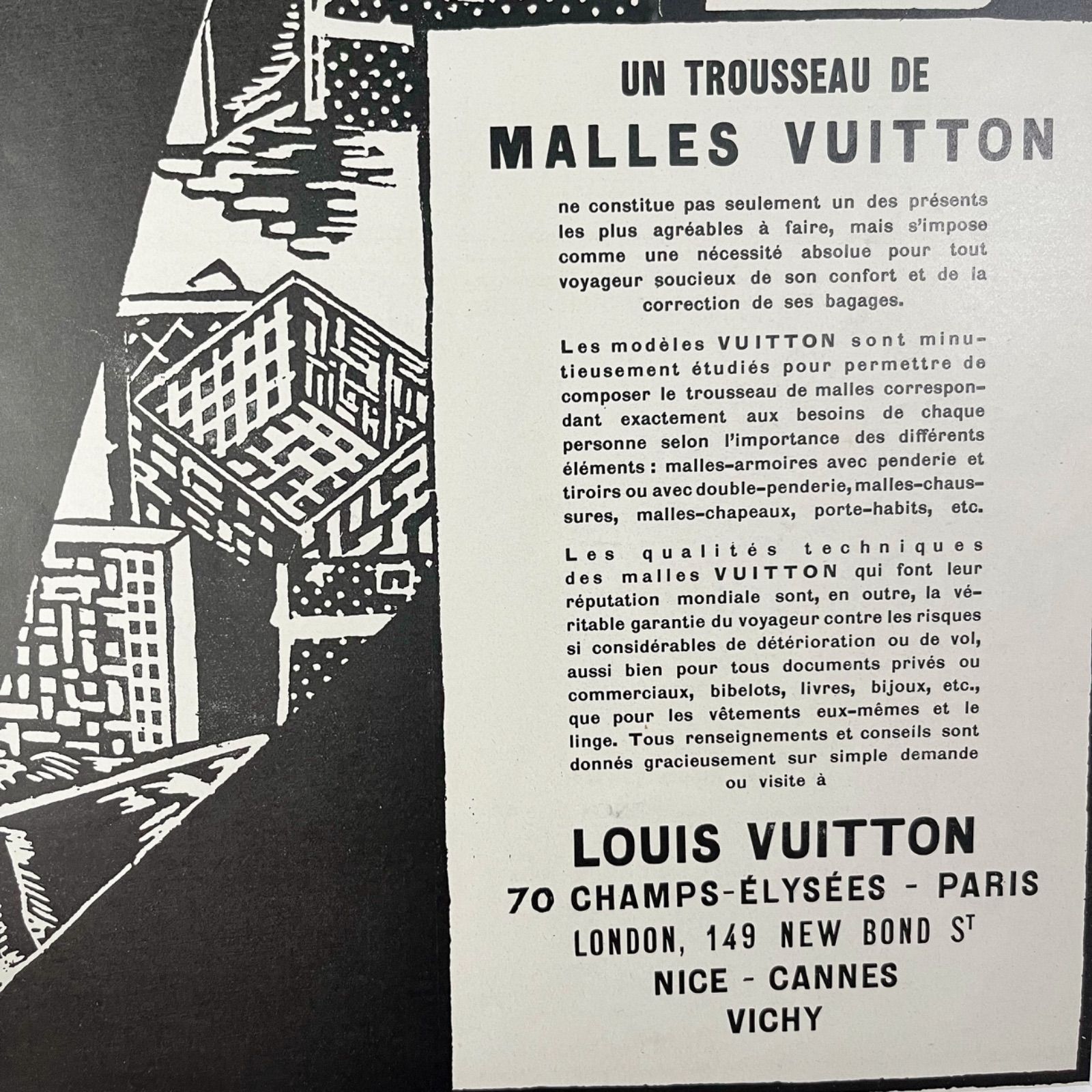 ＜1926  広告＞Louis Vuitton ルイヴィトン ポスター ヴィンテージ アートポスター フレーム付き 額縁 インテリア モダン おしゃれ かわいい 壁掛け ポップ レトロ モノトーン モノクロ