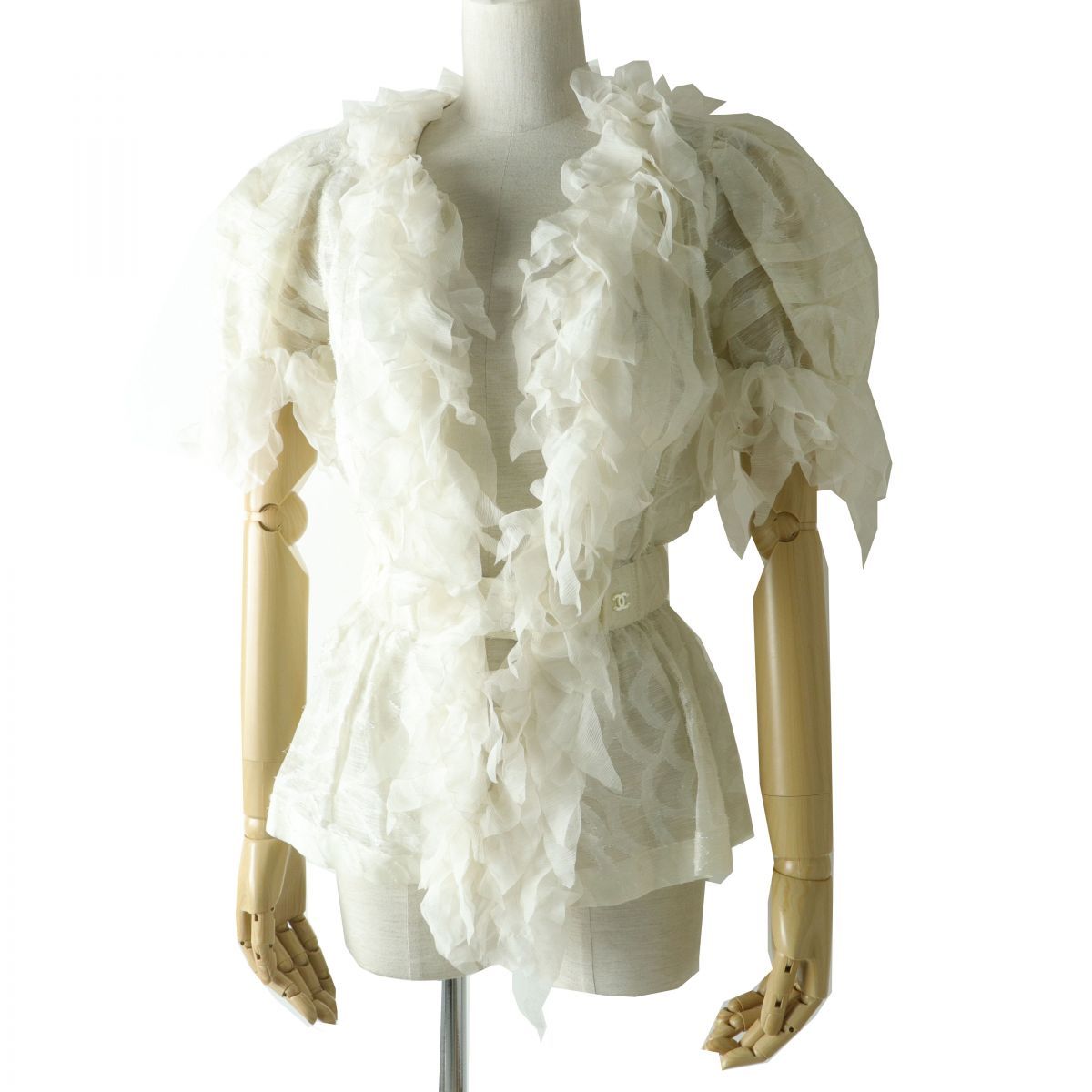 極美品◎正規品 フランス製 CHANEL シャネル 10P P38281 リネン×シルク