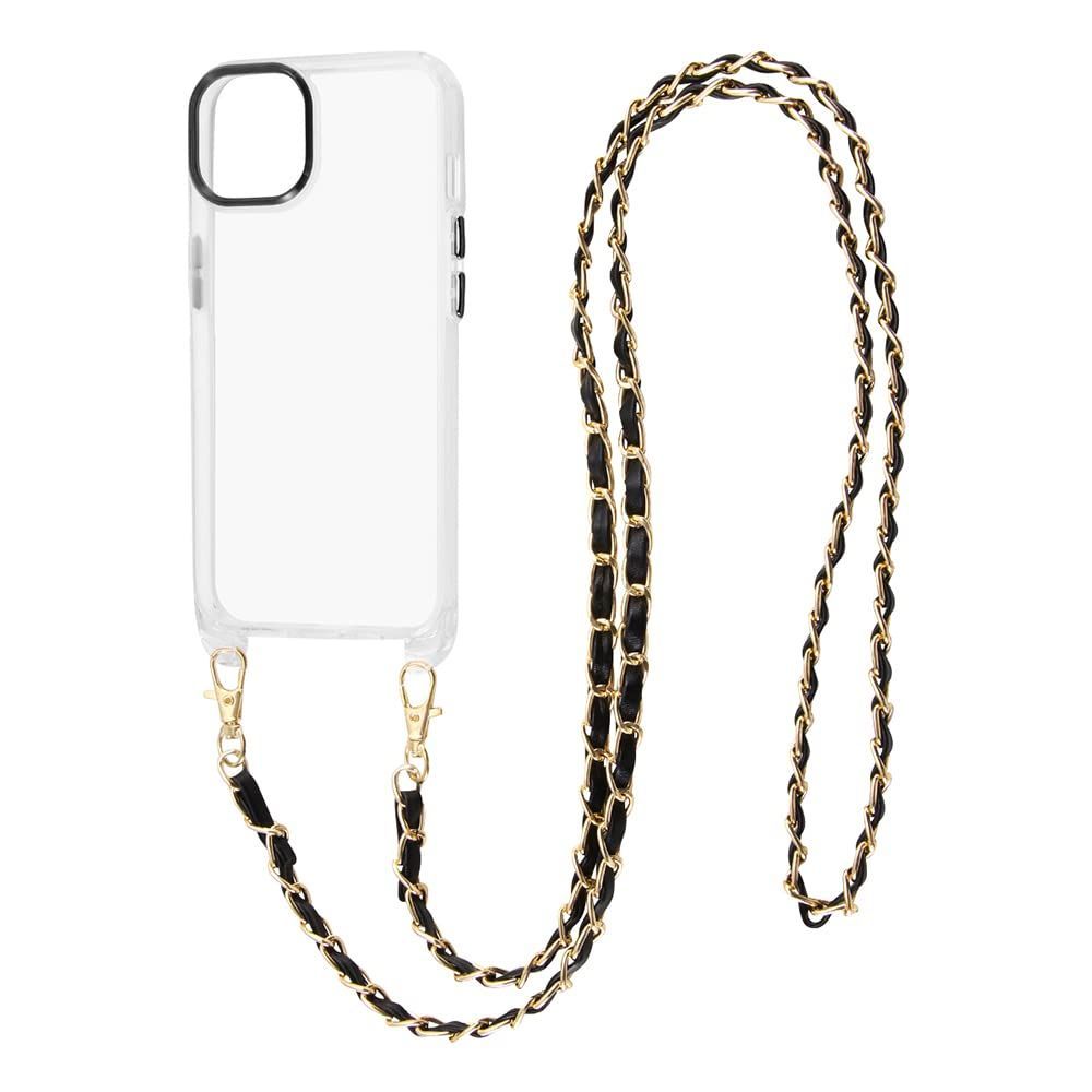 デジタルアルキミスト(Digital Alchemist) iPhone 14 ケース/iPhone 13 ケース クリア ハイブリッド ケース ショルダー ストラップ 付き スマホ ショルダー クリア ケース x ブラック ストラップ