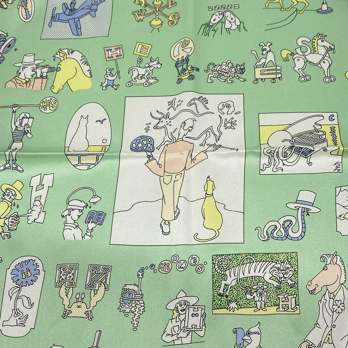 HERMES スカーフ ピンク グリーン 緑 カレ70 エルメス スカーフ カレ90 芍薬 Les Pivoines シルク ピンク