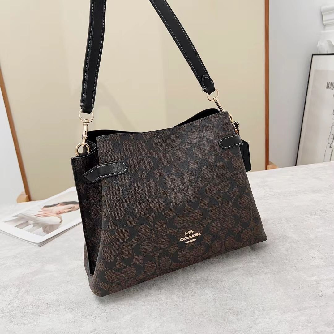 新品】COACH コーチ ショルダーバッグ シグネチャー ハンナ ショルダー バッグ CH191 ブラウン×ブラック - メルカリ