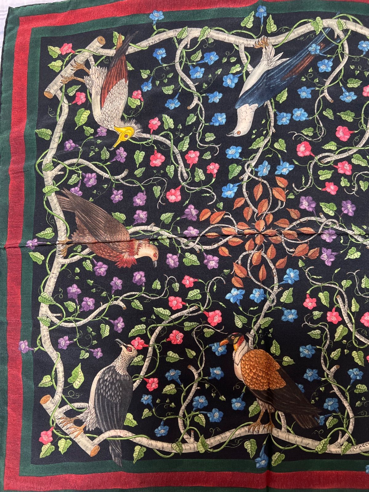 GUCCI スカーフ 鳥 花 シェリーライン - メルカリ