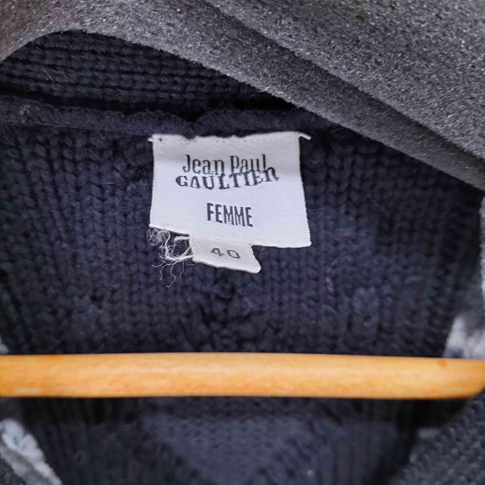  ジャンポールゴルチエフェム Jean Paul FEMME 切替 転写 パワーネット ケーブルニットカーディガン レディース 40 長袖 ニット セーター