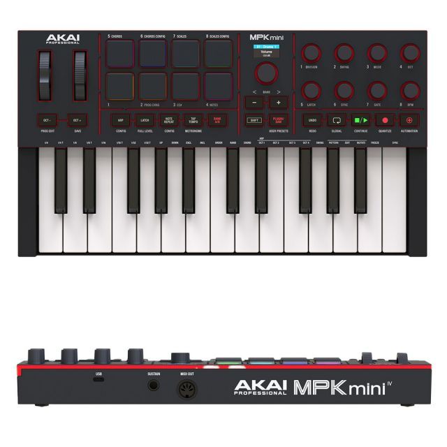 AKAI アカイ MPK mini 4 Black ブラック 25鍵 MIDIキーボード MIDIコントローラー PAD付き