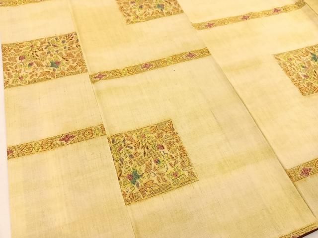 平和屋着物○本場結城紬 横段草花文 証紙付き 正絹 逸品 未使用