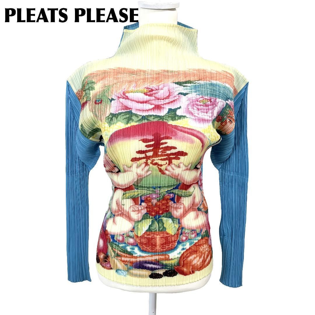 PLEATS PLEASE カットソー　長袖 希少】 PLEATS PLEASE 長袖プリーツカットソー 3 寿 中国 - メルカリ