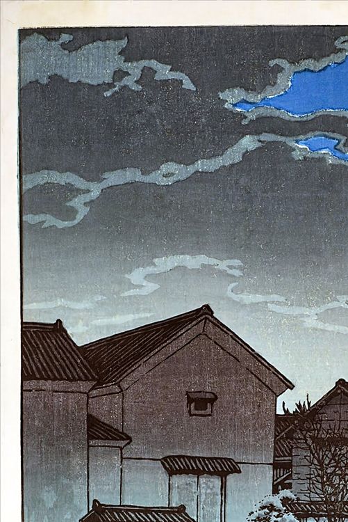 川瀬巴水 出雲松江 曇り日 おぼろ月 三日月 印刷ポスター 3枚セット 小