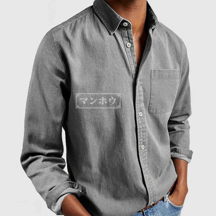  JEANS★長袖 ロゴ ボタン カジュアル シャツ ワイシャツ シャツ メンズ 長袖 アウター ジャケットシャツ 羽織り 開襟